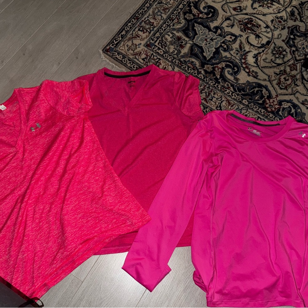 Under Armour Women's Pink Workout Tops Set